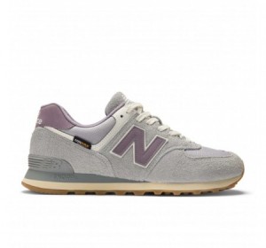 New Balance Unisex 574 Rain Cloud with Grey and Purple pop