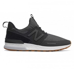 New Balance Sport 574 Black w/ Gum sole