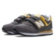 New Balance Kids Velcro 574 Grey & Yellow
