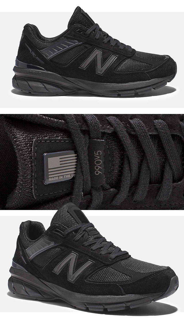 Men's all black 990v5 detail